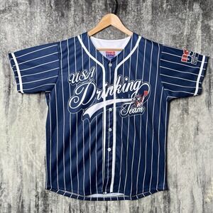 Rare Official USA Drinking Team #1 Jersey Blue White Mens Size L Beer Pong